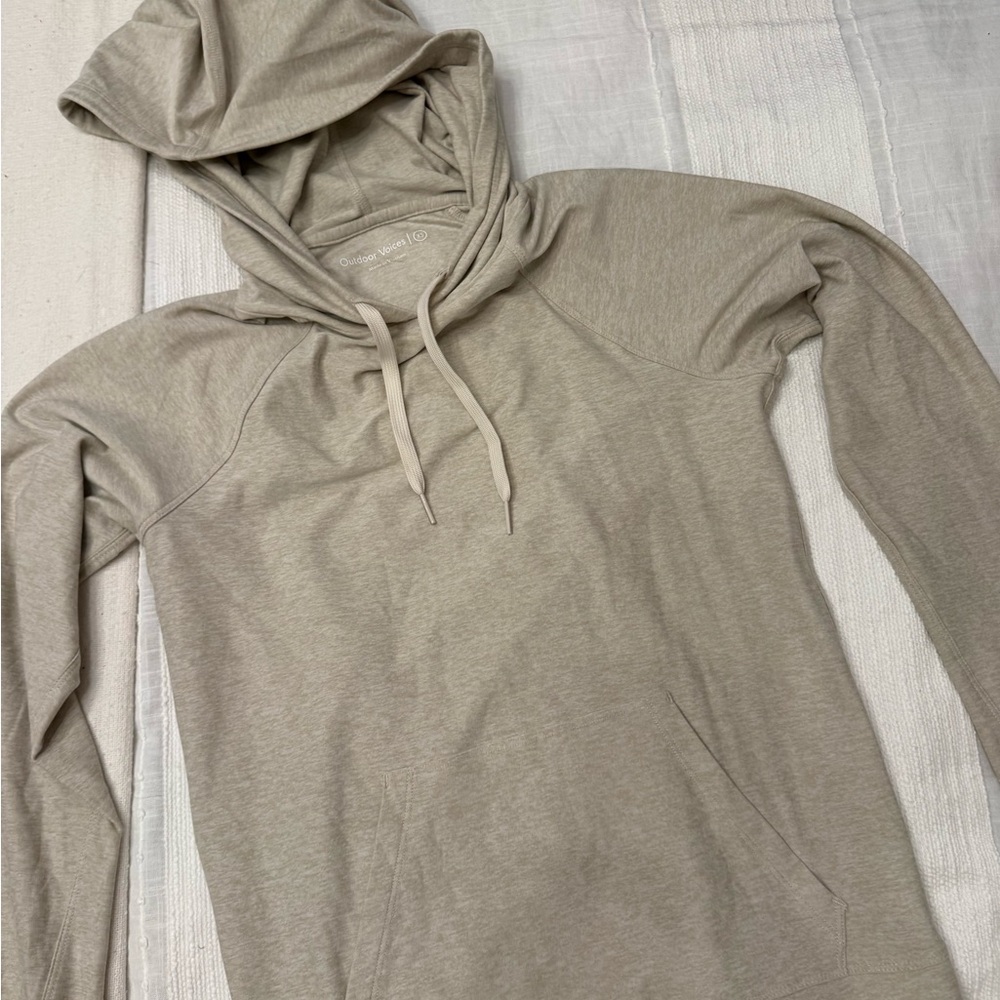 Outdoor Voices Beige Hoodie Xs | Lightweight Pullover Sweatshirt View 2